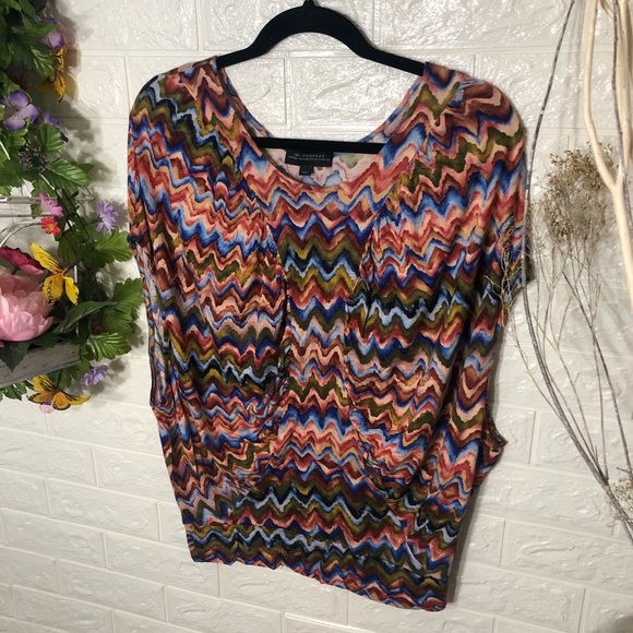 _🌼3/$30🌼the Podolls Cap Sleeve Printed Blouse  L - Picture 2 of 15
